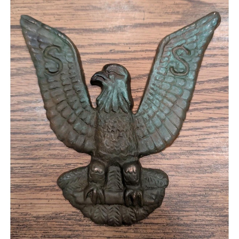 Antique Vintage Brass Eagle Flat Back Plaque